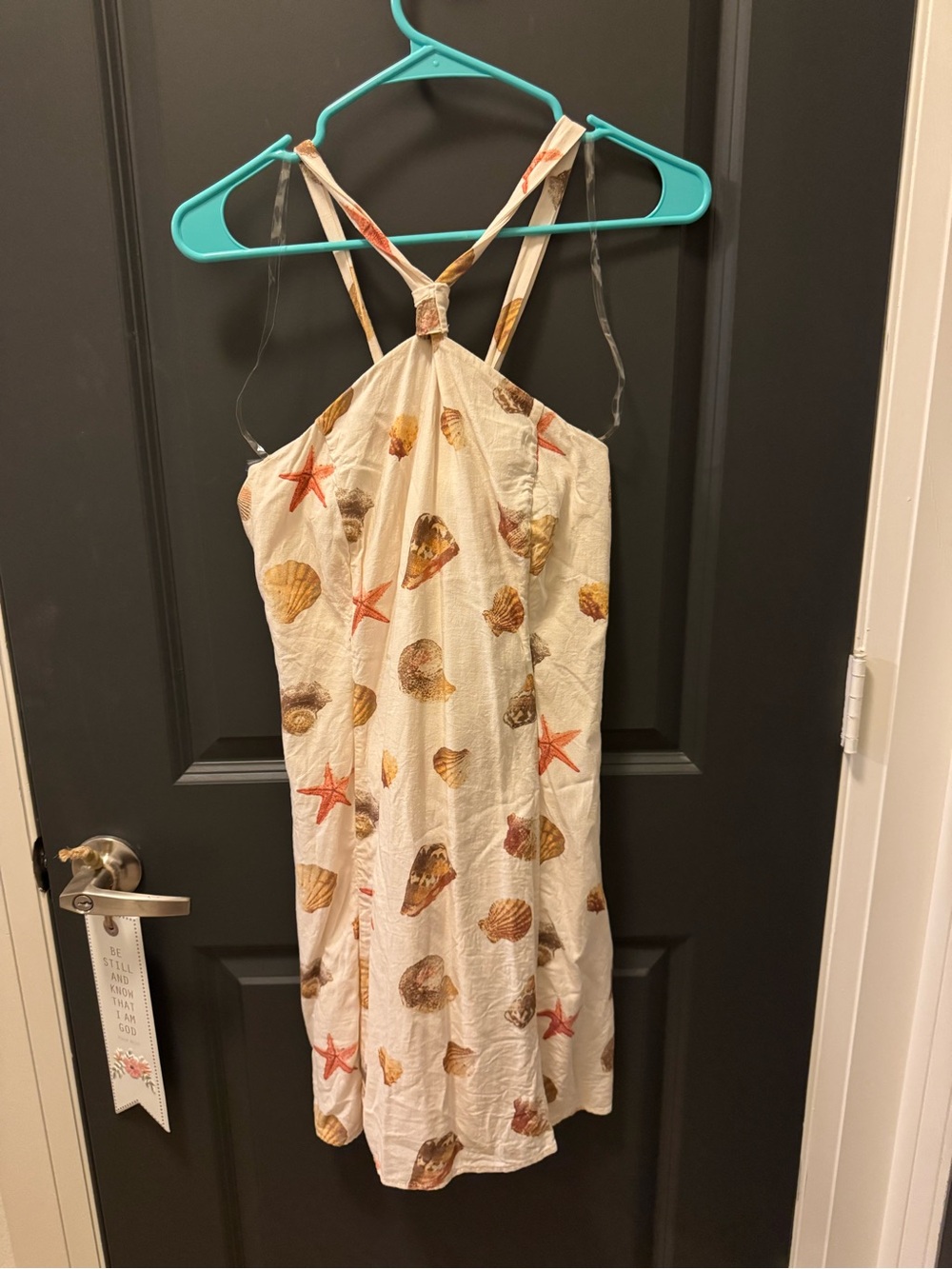 Target Cream Mini Dress with Orange Starfish and Brown Seashell Print